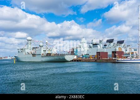 COPENHAGUE, DANEMARK - 14 AVRIL 2024 : HDMS Thetis est un navire de patrouille océanique de classe Thetis appartenant à la Marine royale danoise. Le navire a été en activité Banque D'Images