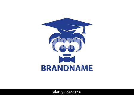 Mascotte principale logo Bachelor. Conception de logo vectoriel de chapeau de diplômé et de noeud papillon. Chapeau de graduation et conception de logo de vecteur de noeud papillon. Illustration de Vecteur