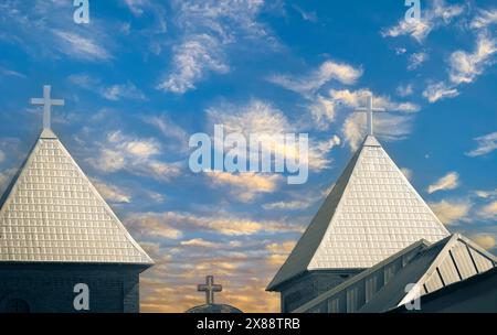 Église de San Albino sur la place de Mesilla, NM, États-Unis construite en 1851 PAR ORDRE DU GOUVERNEMENT MEXICAIN Banque D'Images