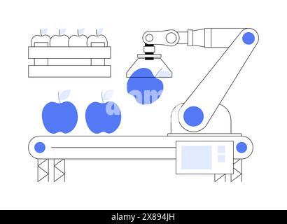 Les robots de tri et d'emballage ont isolé des illustrations vectorielles de dessins animés. Illustration de Vecteur