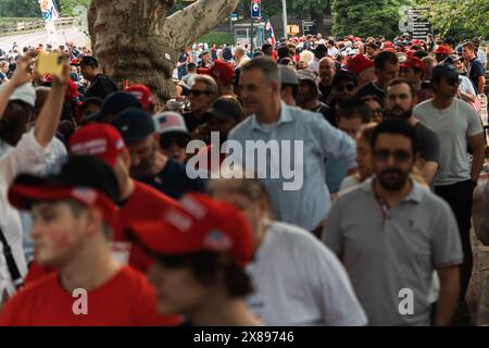 Bronx, États-Unis. 23 mai 2024. L’ancien président américain Donald Trump organise un rassemblement de campagne pour sa réélection à Crotona Park, Bronx, NY le jeudi 23 mai 2024. (Photo de Cristina Matuozzi/Sipa USA) crédit : Sipa USA/Alamy Live News Banque D'Images