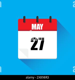 Icône calendrier. Rouge et blanc. Mai 27. Illustration vectorielle. Illustration de Vecteur