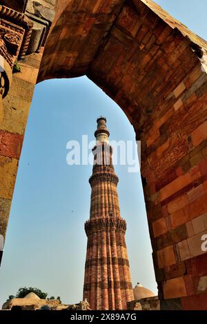 Qutub Minar, New Delhi, Inde Banque D'Images