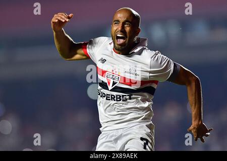 São Paulo (SP), 23/05/2024 - Soccer/ÁGUIA PAULO-Marabá DE São - Lucas Moura de São Paulo - match entre São Paulo x Águia de Marabá, valable pour trente tours de la Coupe du Brésil, tenue au stade MorumBIS, à São Paulo, dans la soirée de ce jeudi 23. (Photo : Eduardo Carmim/Alamy Live News) Banque D'Images