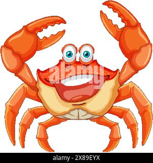 Crabe souriant avec griffes relevées Illustration de Vecteur