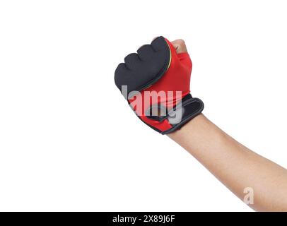 Gants de vélo sur fond blanc. Équipement de gymnastique. Fitness. Gants d'entraînement utilisés pour protéger les mains Banque D'Images