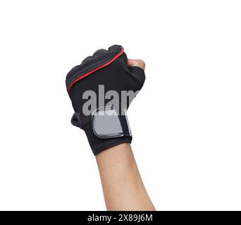 Gants de vélo sur fond blanc. Équipement de gymnastique. Fitness. Gants d'entraînement utilisés pour protéger les mains Banque D'Images