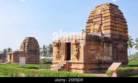 INDE, KARNATAKA, Bagalkot, novembre 2023, Sri Kada Siddeshwara Gudi et Jambulingeshwara Gudi, Pattadakal Banque D'Images