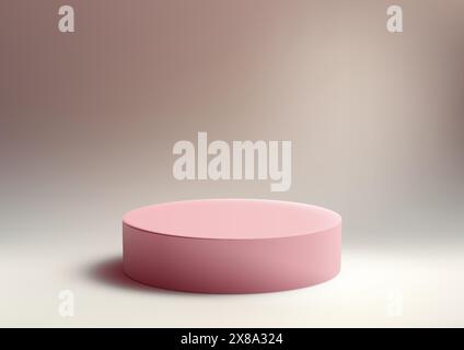 Podium rose doux 3D réaliste avec un fond beige, affichage du produit, maquette, présentation de vitrine. Illustration de Vecteur