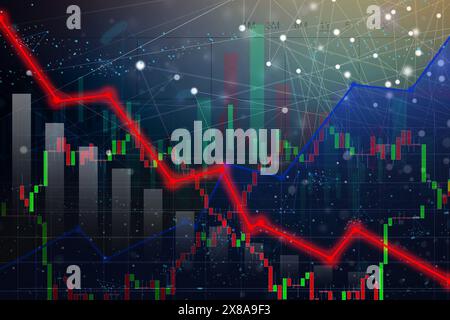 Diagramme de négociation en ligne de bourse Candetick sur la plate-forme de crypto-monnaie. Les bougies de prix de marché financier de la bourse graphique analyse de modèle de données Banque D'Images