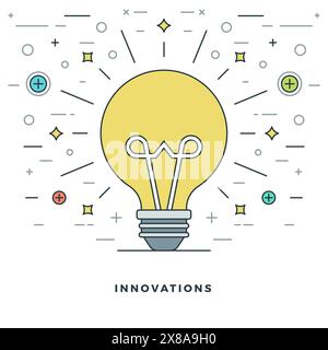 Flat Line Business concept innovation idée créative. Illustration vectorielle. Icônes vectorielles linéaires minces modernes. Graphiques de site Web, bannière, Infographi Illustration de Vecteur