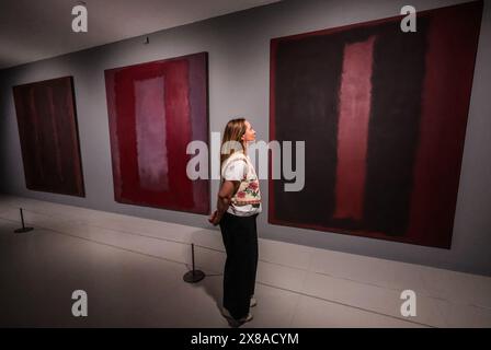 st Ives, Cornouailles, Royaume-Uni. 24 mai 2024. Pour la toute première fois, les peintures murales Seagarm de Mark Rothko, œuvre essentielle dans l'histoire de l'art moderne, cinq de ces œuvres sont exposées à la Tate St Ives, ouverte au public du 25 mai au 5 janvier 2025.Paul Quezada-Neiman/Alamy Live News Credit : Paul Quezada-Neiman/Alamy Live News Banque D'Images