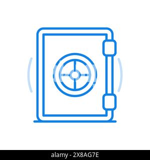 Icône de ligne de vecteur de stockage financier sûr. Sécurité des dépôts en espèces dans un coffre fort sécurisé. Porte de coffre-fort en acier avec serrure circulaire. Riche investissement dans SAFE Illustration de Vecteur