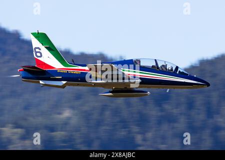 Zeltweg, Autriche - 4 septembre 2019 : équipe de voltige Frecce Tricolori de l'armée de l'air italienne. Aviation et aéronefs. Force aérienne. Airshow et événement. Banque D'Images