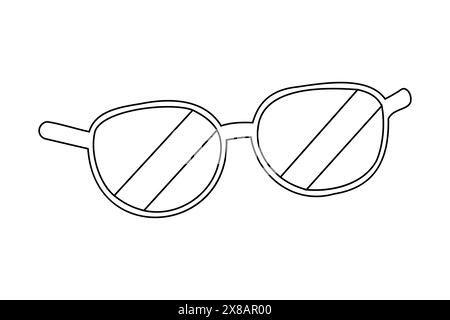 Contour noir des lunettes de soleil. Concept d'accessoires de mode, protection oculaire. Isolé sur fond blanc. Imprimer. Elément de conception. Illustration graphique Illustration de Vecteur