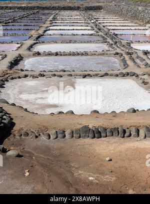 Vue panoramique de l'étang d'évaporation des anciennes mines de TenefÃ© Banque D'Images