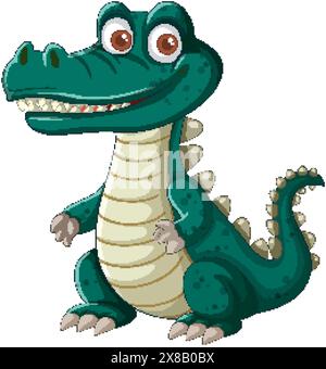 Crocodile souriant avec de grands yeux et des pointes Illustration de Vecteur