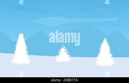Paysage forestier enneigé en hiver. Fond d'hiver. Illustration vectorielle Illustration de Vecteur