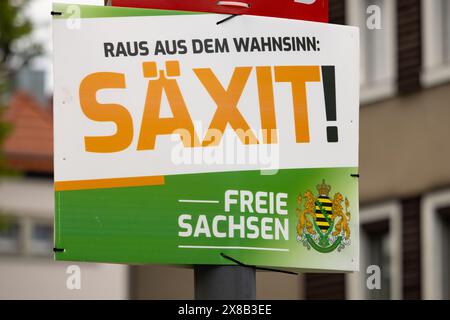 Freie Sachsen (Saxons indépendants) affiche de campagne électorale du parti politique d'extrême droite. Affiche publicitaire dans la ville de Dresde. Banque D'Images