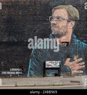 Jurgen Klopp street art, Street, Baltic Triangle, Liverpool, Merseyside, England, UK Banque D'Images