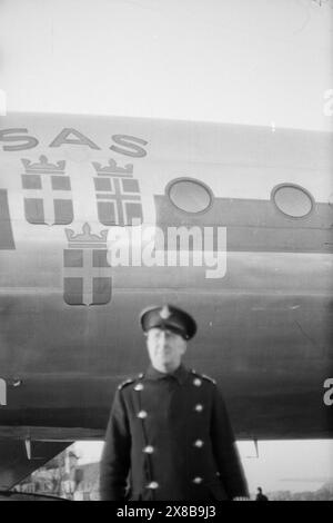 Réel 08- 1948 : la future route sur la mer. Un vol avec Scandianvian Airlines (SAS) de Copenhague à New York. Photo : Per Bratland / Aktuell / NTB ***la photo n'est pas traitée*** le texte de cette image est traduit automatiquement Banque D'Images