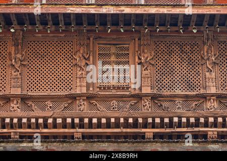 Détails de sculpture de l'architecture en bois sur Katmandou Durbar Square, Katmandou, Népal. Banque D'Images