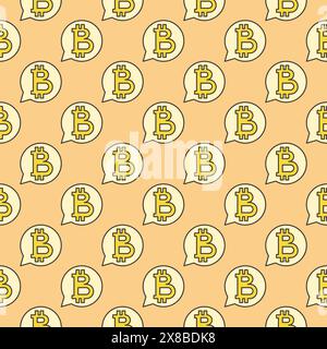 Signe Bitcoin dans le vecteur de bulle de parole Cryptocurrency concept coloré motif sans couture Illustration de Vecteur