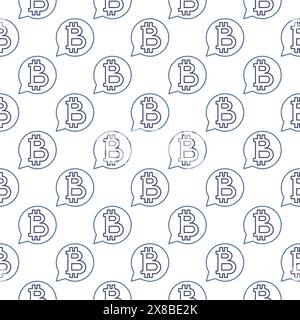 Speech Bubble avec vecteur Bitcoin Cryptocurrency concept modèle transparent dans le style de contour Illustration de Vecteur