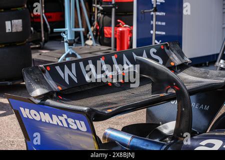 Williams Racing FW46, détail mécanique, aile arrière lors du Grand Prix de formule 1, Monaco. , . Championnat du monde de formule 1 du 23 au 26 mai 2024 sur le circuit de Monaco, à Monaco - photo Eric Alonso/DPPI crédit : DPPI Media/Alamy Live News Banque D'Images