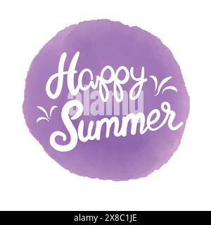 Joyeux été à l'aquarelle. Modèles de logo heure d'été. Étiquette de conception typographique isolée. Lettrage vacances d'été pour invitation, carte de voeux Illustration de Vecteur
