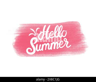 Bonjour phrase d'été sur tache colorée. Modèles de logo heure d'été. Étiquette de conception typographique isolée. Lettrage vacances d'été pour invitation Illustration de Vecteur