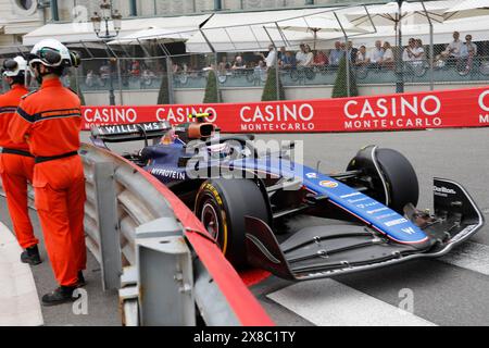 Monte Carlo, Principauté de Monaco. 24 mai 2024. Grand Prix de formule 1 de Monaco au circuit de Monaco à Monte Carlo. Photo : #2 Logan Sargeant (USA) de Williams Racing à Williams FW46 lors de la première séance d'essais © Piotr Zajac/Alamy Live News Banque D'Images