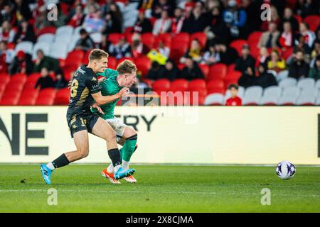 Melbourne, Victoria, Australie. 24 mai 2024. MELBOURNE, AUSTRALIE - 24 MAI : Jay Turner-Cooke de Newcastle United est affronté par Benjamin Old de A-League All Stars Men lors de la Global Football week au Marvel Stadium le 24 mai 2024 à Melbourne, Australie (crédit image : © Chris Putnam/ZUMA Press Wire) USAGE ÉDITORIAL SEULEMENT! Non destiné à UN USAGE commercial ! Crédit : ZUMA Press, Inc/Alamy Live News Banque D'Images