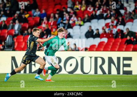 Melbourne, Victoria, Australie. 24 mai 2024. MELBOURNE, AUSTRALIE - 24 MAI : Jay Turner-Cooke de Newcastle United est affronté par Benjamin Old de A-League All Stars Men lors de la Global Football week au Marvel Stadium le 24 mai 2024 à Melbourne, Australie (crédit image : © Chris Putnam/ZUMA Press Wire) USAGE ÉDITORIAL SEULEMENT! Non destiné à UN USAGE commercial ! Crédit : ZUMA Press, Inc/Alamy Live News Banque D'Images