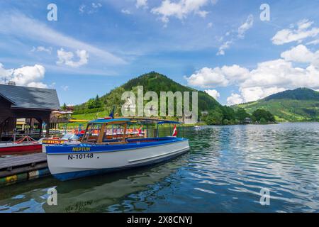 Lunz am See : lac Lunzer See, hangar à bateaux, location de bateaux à Mostviertel, Niederösterreich, basse-Autriche, Autriche Banque D'Images