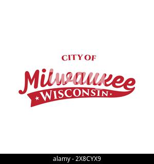 Design de lettrage de la ville de Milwaukee. Milwaukee, Wisconsin conception typographique. Vecteur et illustration. Illustration de Vecteur