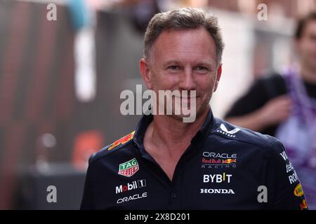 Monaco, Monaco. 24 mai 2024. Christian Horner, directeur de l'équipe Red Bull Racing dans le paddock après les essais libres 2 avant le Grand Prix de F1 de Monaco sur le circuit de Monaco le 24 mai 2024 à Monte-Carlo, Monaco. Crédit : Marco Canoniero/Alamy Live News Banque D'Images