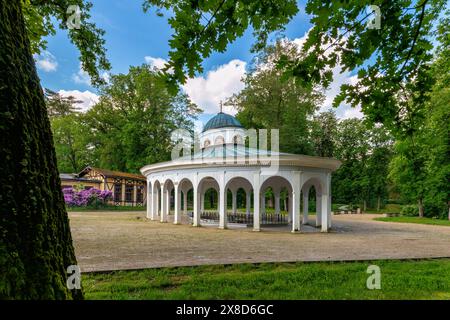 Pavillon de la source d'eau minérale froide Luisa dans la petite ville thermale tchèque UNESCO Frantiskovy Lazne (Franzensbad) - République tchèque (région Karlovy Vary) Banque D'Images