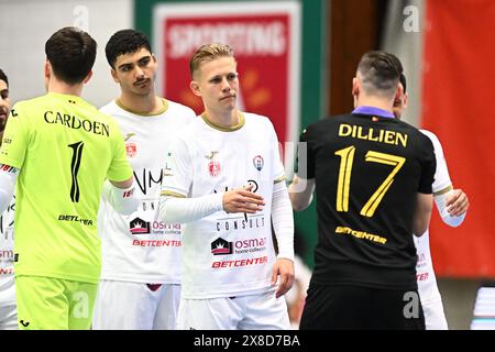 Anvers, Belgique. 24 mai 2024. Jasper Buyl de FT Antwerpen photographié lors d'un match de football de futsal entre FT Antwerpen et Sporting Anderlecht, le premier match de la finale Play-Off de la saison 2023-2024 de la première division belge, vendredi 24 mai 2024 à Anvers, Belgique . Crédit : Sportpix/Alamy Live News Banque D'Images