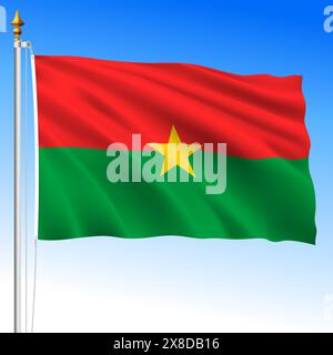 Burkina Faso, drapeau officiel de l'ondulation nationale, pays africain, illustration vectorielle Illustration de Vecteur