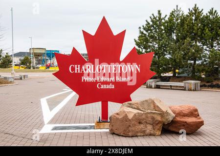 Bienvenue à Charlottetown panneau au quai de Charlottetown, Île-du-Prince-Édouard, Canada Banque D'Images