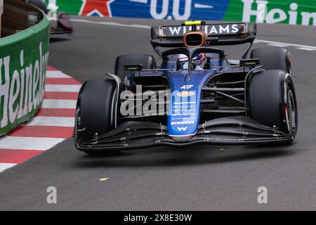Monaco, Monaco. 24 mai 2024. Circuit de Monaco #2 Logan Sargeant (usa) Williams Racing (gbr) Williams FW46 Mercedes, lors du Grand Prix de formule 1 de Monaco 2024, 8ème manche du Championnat du monde de formule 1 2024 du 20 au 23 mai 2024 sur le circuit de Monaco. (Philippe Nanchino/SPP) crédit : photo de presse SPP Sport. /Alamy Live News Banque D'Images