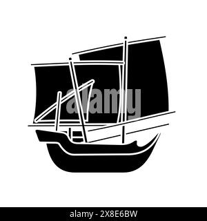 Kapal Patorani Sulawesi Selatan, navire traditionnel indonésien, illustration vectorielle Silhouette Illustration de Vecteur