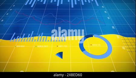 Graphiques et graphiques colorés s'affichant sur l'écran numérique Banque D'Images