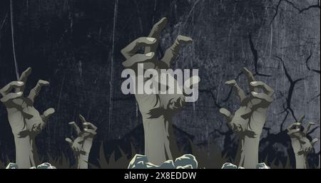 Illustration de la levée des mains sur des formes en mouvement Banque D'Images