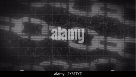 Image de la chaîne de sécurité en ligne et du traitement des données sur fond noir Banque D'Images