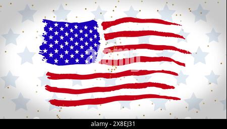 Image de rayures et d'étoiles colorées avec le drapeau des états-unis Banque D'Images