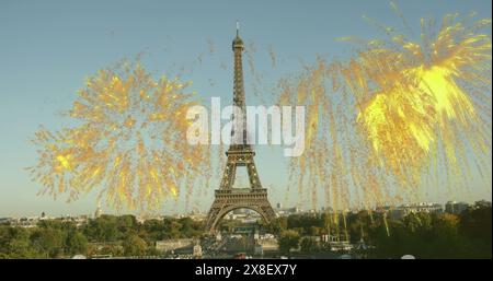 Image de feux d'artifice au-dessus de la tour eiffel Banque D'Images