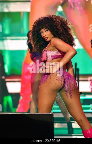 Napa, Californie, États-Unis. 24 mai 2024. Megan thee Stallion se produit sur scène au BottleRock 2024 Music Festival. Crédit : Ken Howard/Alamy Banque D'Images