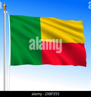 Bénin, drapeau officiel de l'ondulation nationale, pays africain, illustration vectorielle Illustration de Vecteur